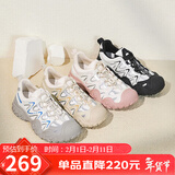 骆驼（CAMEL）丑萌登山鞋女时尚撞色户外休闲鞋 L24S076620 米/银/黄 38