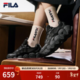 斐乐（FILA）女鞋可颂面包鞋老爹鞋运动鞋新款厚底鞋 黑/影黑灰-BD 38