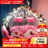 乐系（LEXI） 吊椅双人鸟巢秋千吊篮家用室内阳台吊兰户外吊床藤椅摇篮椅躺椅 双人白色细藤特大号 静音款