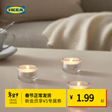 宜家（IKEA）FINSMAK芬斯马克小圆蜡烛托透明玻璃现代简约北欧风 小圆蜡烛托+香味小圆蜡烛