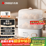 志高（CHIGO）煮蛋器蒸蛋器 电蒸锅双层多功能早餐煮蛋机 防干烧蒸蛋神器 可煮16个蛋【配蒸碗+量杯】JPZDQ906