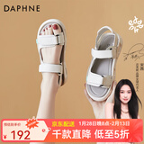 达芙妮（DAPHNE）凉鞋女平底学生魔术贴孕妇运动2025年新款夏季沙滩鞋少女外穿 米绿色 38 标准码