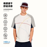 PSO Brand凉感速干运动短袖男款7A抗菌拼接撞色线迹上衣圆领T恤女羽毛球服 象牙白 White L