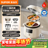 苏泊尔（SUPOR）鸳鸯电压力锅3L 多功能0涂层钢胆2-4人家用 风冷降压电饭煲电炖锅高压锅SY-30YC3001