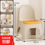 塑料小凳子家用椅子儿童靠背椅加厚客厅小沙发茶几矮凳餐椅 美人蕉橙【两只装】大号
