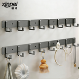 馨沛太空铝衣服挂钩排钩门上免打孔门后毛巾收纳卫生间置物架浴室粘钩