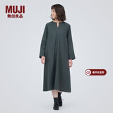 MUJI女式 起毛 V领长袖连衣裙 女款长裙裙子秋冬 女装 BC2FBC3A 炭灰色 L (165/88A)
