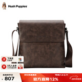 暇步士（Hush Puppies）男士单肩包复古真皮商务休闲正宗牛皮斜挎包大容量时尚单肩男背包 咖色HA-1211657W-5010