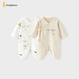 童泰婴儿连体衣春秋季纯棉新生儿衣服宝宝蝴蝶衣哈衣睡衣卡其59cm