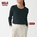 MUJI MUJI 女式 弹力罗纹编织长袖T恤打底衫上衣女款内搭春秋BBC03A1A 深藏青色 M (160/84A)