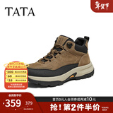 他她（TATA）2025冬时尚简约百搭男士靴新款高帮真皮户外运动鞋VPU01DD5 卡其/黑 41