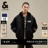 杰克·琼斯（JACK&JONES）25年秋冬男装棉衣飞行夹克男保暖宽松潮流连帽短款棉服外套男士 黑色E40 M 175