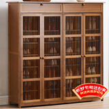 安尔雅新中式鞋柜门口简易鞋架家用收纳透气大容量多层玄关柜 四门加高