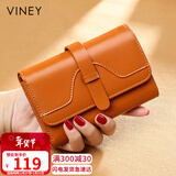 viney牛皮女士钱包折叠短款零钱包高档证件卡包一体品牌大容量钱夹皮夹