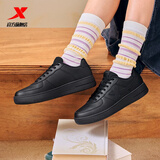 特步板鞋男鞋运动鞋夏季空军一号百搭小白鞋透气耐磨防滑黑色休闲鞋女 黑/黑底【女款】 38 脚长24cm( 新法码38.5)