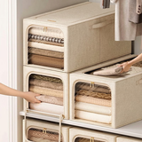 佳帮手收纳箱布艺折叠百纳箱衣服整理箱储物箱大窗 米色特大号 1只装