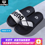 阿瑞娜（arena）男女竞技游泳运动拖鞋简约大LOGO舒适拖鞋沙滩拖鞋 黑白色（BKWH） 36