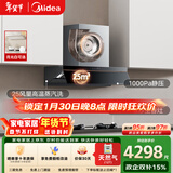 美的（Midea）【AK5pro升级款25风量】抽吸排油烟机顶侧一体蒸汽洗齐平橱柜千帕静压+聚能NH529【套装商品】
