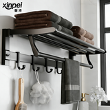 馨沛浴室毛巾架免钉打孔收纳挂架卫生洗手间厕所墙上置物架冲凉房挂件