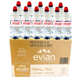 依云天然矿泉水750ml瓶装水运动盖evian法国进口饮用水依云水 750ml*12瓶运动盖 包装随机