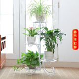 蜗家 花架装饰架阳台多层绿萝架层架客厅落地铁艺简约花架多肉花盆架 花架-白色-