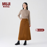 MUJI女式 木棉混 灯芯绒 A字裙 中长款半身裙子女款 美拉德 BE11CC3A 深棕色 S 155/62A
