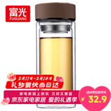 富光 男女士双层玻璃杯 高硼硅玻璃304茶隔水杯子 带茶隔泡茶杯500ml