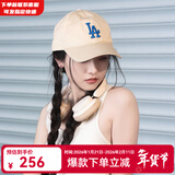 MLB官方男女帽子明星同款软顶棒球帽冬冬运动遮阳鸭舌帽情人节礼物 洛杉矶道奇队/米黄色/66 均码 F