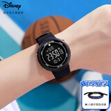 迪士尼（Disney）学生手表男女生简约时尚防水电子表多功能运动表黑色新年开学礼物