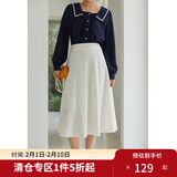 独束大码女装半身裙女新款韩版百褶裙遮肉显瘦高腰a字裙 白色 M