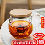 忆壶茶（YIHUTEA）茶杯玻璃茶具加厚喝水杯子茶水分离杯带过滤耐高温男女泡茶马克杯 竹盖泡茶杯400ml
