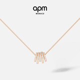 APM Monaco 多圈白色闪锆吊坠可调节项链颈链饰品毛衣链