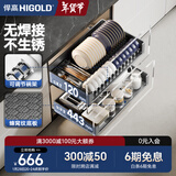 悍高（HIGOLD） 厨房橱柜拉篮碗架抽屉式碗篮加厚304不锈钢底板调味篮双层碗碟篮 550柜体2层-L3.0原色蜂窝纹底板