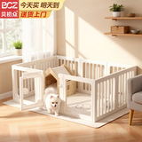 贝初众狗围栏室内宠物围栏狗笼子狗栅栏狗笼小中大型犬猫围栏狗笼折叠 半景透明-150*50*60cm【5片+3透明】 加重带吸盘 防推倒 简约大气