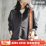 马登女装 盐系立领卫衣宽松华夫格休闲外套拉链开衫上衣早秋 深灰色 S