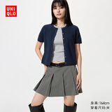 优衣库圆领针织开衫/短袖女装毛衣毛衫外套482978 69 藏青色 L