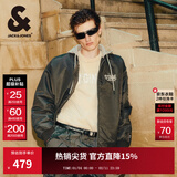 杰克·琼斯（JACK&JONES）25年秋冬男装棉衣飞行夹克男保暖宽松潮流连帽短款棉服外套男士 黑橄榄E06 M 175
