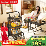 溢彩年华免安装置物架厨房加厚落地多层小推车折叠移动收纳储物零食架6800