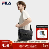 FILA斐乐男包【黑武士】斜挎包老花轻便防泼水挎包复古老花单肩包 正黑色-BK XS