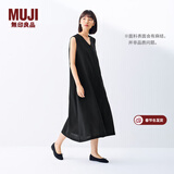 MUJI女式 棉 汉麻 无袖连衣裙女装裙子夏季 连身裙长裙 BCD91C5S 黑色 S （155/80A）