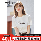 betu百图女装春装新款宽松韩版卡通印花短袖T恤ins潮JD2102T08 白色 L