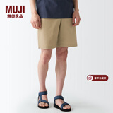 MUJI MUJI 男式 棉水洗府绸 短裤休闲短裤男款夏季纯棉全棉AED14A2S 米色 S
