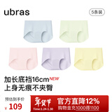 ubras【加长底裆】无尺码无痕女士内裤抗菌裆运动女高弹升级包臀多条装 【加长底裆】蓝+冰绿+粉+柔灰紫+黄 均码 90-130斤