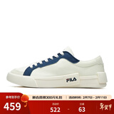 FILA FUSION斐乐男鞋POP帆布鞋潮牌男子潮流板鞋街拍运动休闲鞋男 奶白/徽章蓝-GB 43