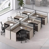 嘉航办公桌办公室职员桌简约现代屏风工位卡座隔断员工电脑桌椅组合 干字型六人位含柜含椅