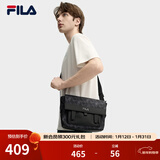 FILA斐乐男包【黑武士】斜挎包老花轻便防泼水挎包复古老花单肩包 正黑色-BK XS