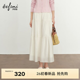 伊芙丽（eifini）蒋欣代言【经典延续】优雅百搭休闲显瘦高腰雪纺蛋糕长款半裙女 米白 M 105-120斤