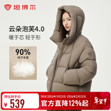 坦博尔秋冬新款羽绒服女时尚百搭短款连帽外套TBF530360D 松木棕 S (160)