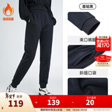 安踏（ANTA）束脚裤丨运动长裤女秋冬季宽松加绒亲肤针织裤舒适休闲裤收口卫裤 【加绒保暖-收口裤脚】小黑裤 M （165/推荐100-115斤）