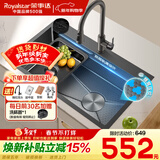 荣事达（Royalstar）厨房水槽手工加厚304不锈钢蜂窝压纹抗刮磨防油污双层台阶68*45